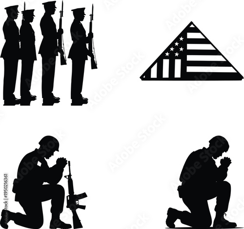 Memorial day tribute with patriotic symbols and graves