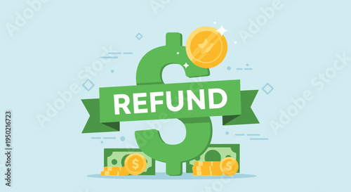 Flat Design Tax Refund Reward Concept with Simple Dollar Icon Vector Illustration