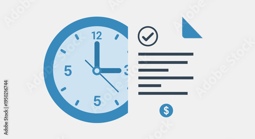 Flat Design Tax Reminder with Clock Symbol and Paper Document Illustration