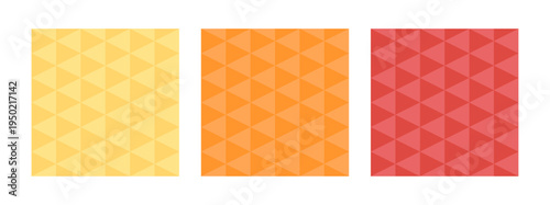 Seamless pattern set, geometric background, yellow orange red colors, simple triangle pattern, vector illustration.
