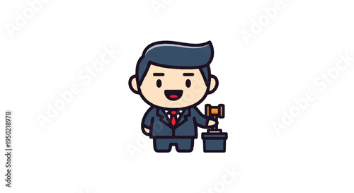 Cartoon judge holding gavel symbolizing justice and legal proceedings
