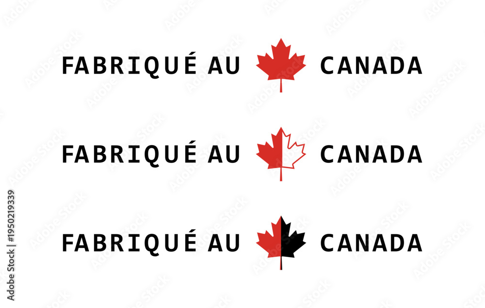 Fototapeta premium Made in Canada Ribbon Badge Label – Red Canadian Product Origin Banner Tag