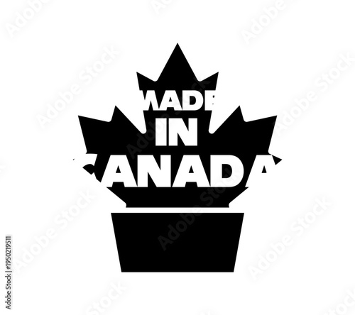 Made in Canada Maple Leaf Badge – Black Canadian Product Origin Label Icon