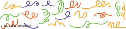 Multicolored squiggles on white background