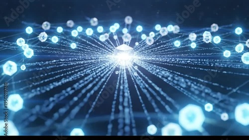 Abstract Digital Network Connections and Data Flow Animation.