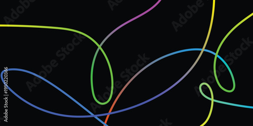 Vibrant neon light trails on black background