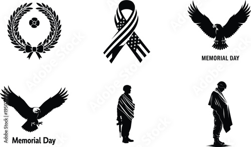 Memorial day tribute with patriotic symbols and fallen heroes