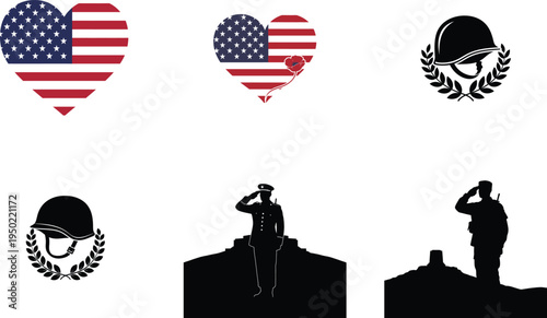 Memorial day tribute patriotic hearts and soldiers honoring fallen heroes