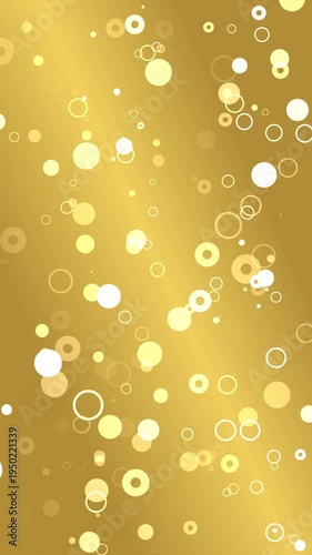 Yellow Background with Circles Loop. Golden yellow background with different style circles , seamless loop animation, vertical resolution, 10 seconds duration.