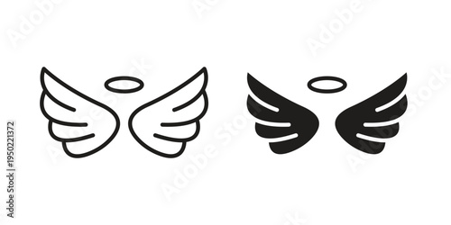Angel icon line vector illustration in solid color design