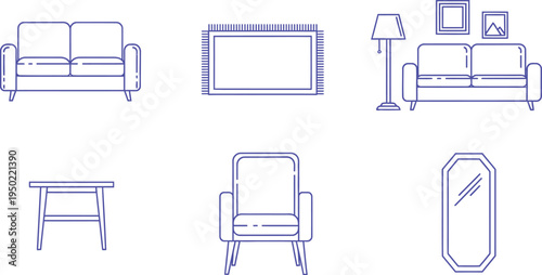 Furniture blueprint and design sketches