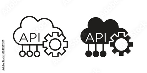 API icon line vector illustration in solid color design