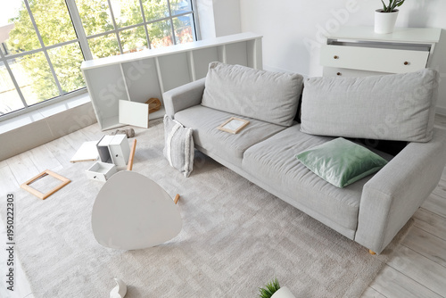 Interior of messy living ro...