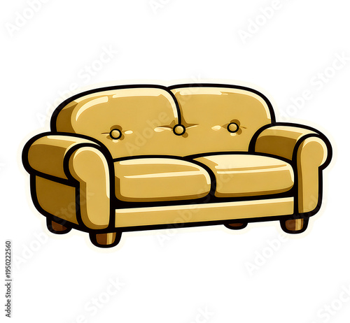 illustration sticker of a sofa without a background png - ilustração de adesivo de um sofá sem fundo png
