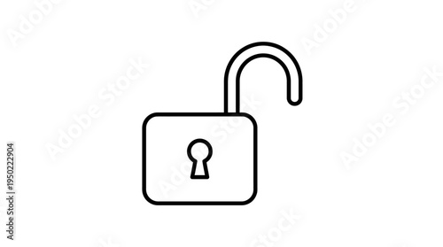 Prompt: Unlocked padlock icon symbolizing access, openness, and security status.