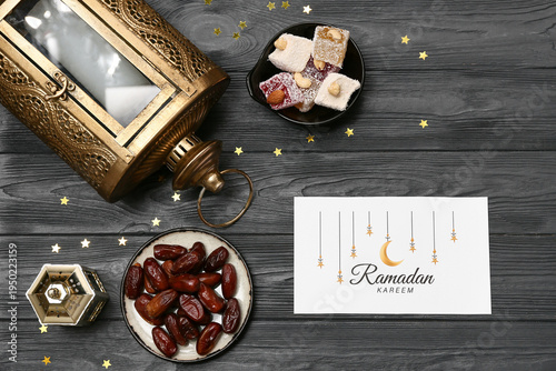 Greeting card, Muslim lamp,...