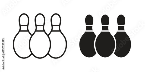 Bowling pins icon line vector illustration in solid color design