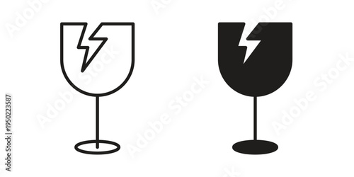 Box fragile icon line vector illustration in solid color design