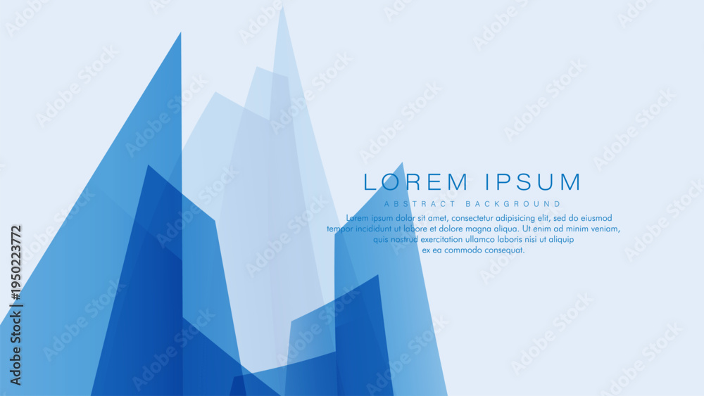 Fototapeta premium Abstract building geometric shapes in cool blue tones