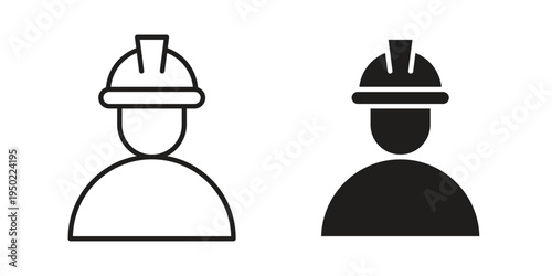Builder icon line vector illustration in solid color design