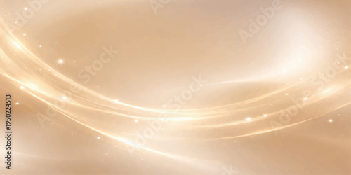 Abstract golden background with flowing stars and waves