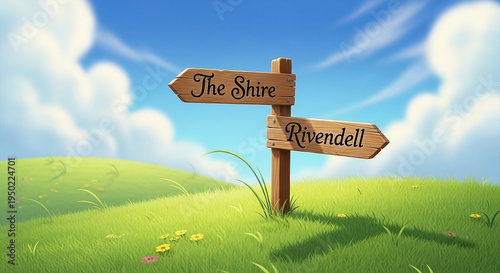 Wooden signpost points to 