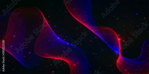 Abstract blue fractal background with glowing cosmic lines