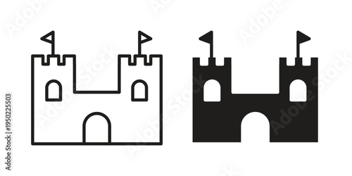 Castle icon line vector illustration in solid color design