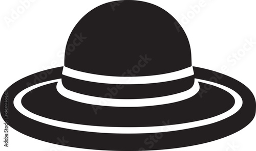 Hand Drawn Woman Hat Black and White Illustration in Minimal Line Art Style Design