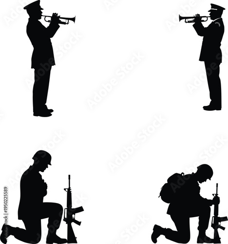 Memorial day tribute silhouettes honoring fallen heroes