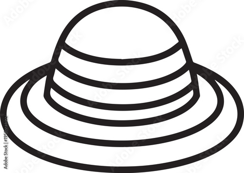 Hand Drawn Woman Hat Black and White Illustration in Minimal Line Art Style Design