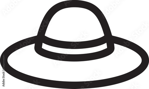 Hand Drawn Woman Hat Black and White Illustration in Minimal Line Art Style Design