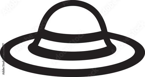 Hand Drawn Woman Hat Black and White Illustration in Minimal Line Art Style Design