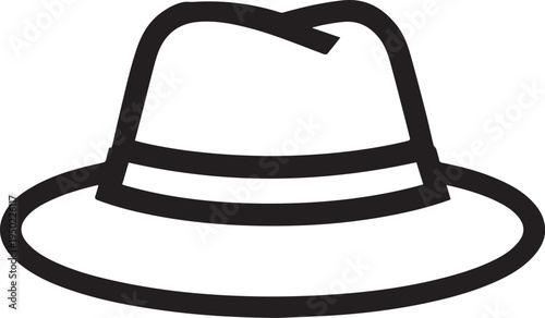 Hand Drawn Woman Hat Black and White Illustration in Minimal Line Art Style Design