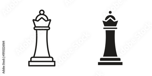 Chess queen icon line vector illustration in solid color design