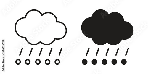 Cloud hail icon line vector illustration in solid color design