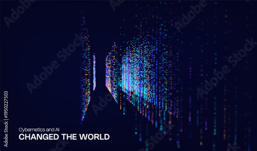 Abstract future ai background with blue big data and digital dots for tech and technology science presentation. Line cyber business network 3d backdrop. Connection graphic design.