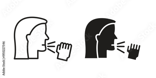 Cough icon line vector illustration in solid color design