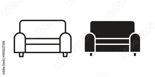 Couch icon line vector illustration in solid color design