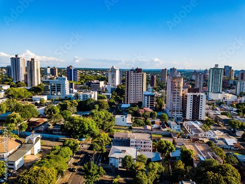 Foz do Iguaçu - aerial view of the city center of Foz do Iguaçu