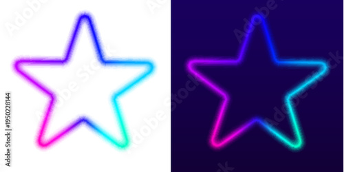 Glowing neon star frame with smooth gradient edges and vibrant light. The luminous design creates a bold visual effect. Ideal for creative mockups.