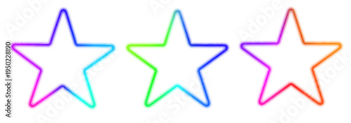 Glowing neon star set with soft gradient edges and vivid colors. Minimal yet bold design enhances visual impact. Perfect for creative projects.