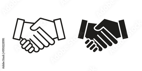 Deal handshake icon line vector illustration in solid color design