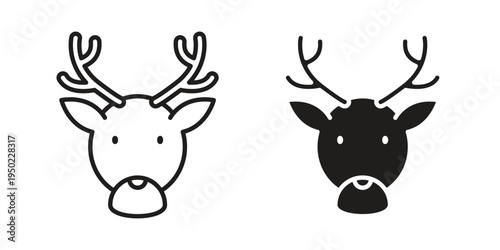 Deer rudolph icon line vector illustration in solid color design
