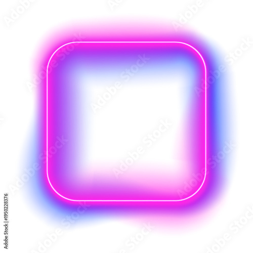 Bright holographic gradient square shines with vibrant neon colors and glossy reflections. Smooth mesh transitions create modern digital aesthetic. Abstract PNG design graphic.