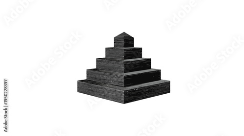 Black and gray pyramid structure with six levels on a white background. It appears three dimensional