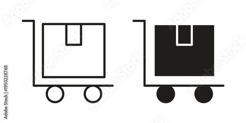 Dolly flatbed icon line vector illustration in solid color design