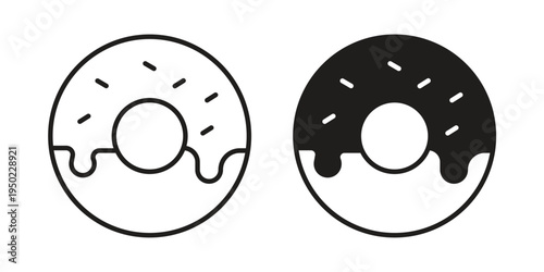 Donut icon line vector illustration in solid color design