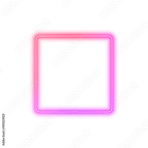 Glowing square neon frame in soft gradient colors with smooth light edges. The design feels minimal yet futuristic and vibrant. Great for creative layouts. PNG