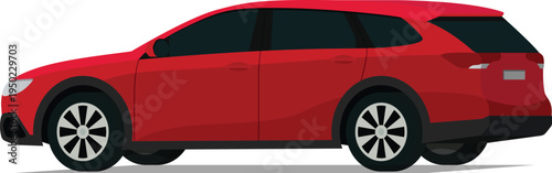 Family wagon angled rear side view illustration